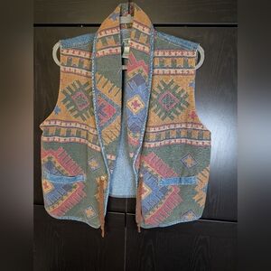 Vintage Venezia Vitale Southwest Style Denim Vest  100% Cotton